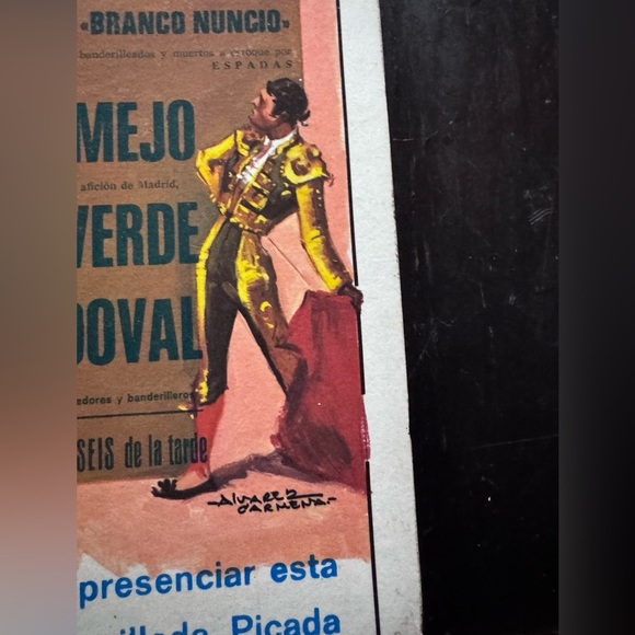 Vintage matador bull fighter ad print on wood art wall hanging conquistador - Picture 4 of 5